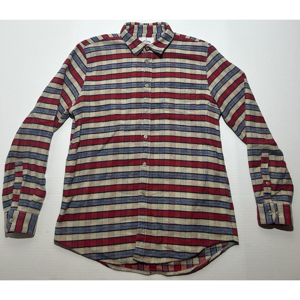 Portuguese Flannel Made in Portugal Striped Brushed Shirt Size XL Casual EUC
